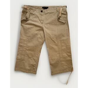 BCBGMAXAZRIA khaki cargo utility Straps capri Pants Size 8